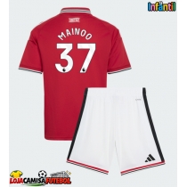 Camisa de Futebol Manchester United Kobbie Mainoo #37 Equipamento Principal Infantil 2026-27 Manga Curta (+ Calças curtas)